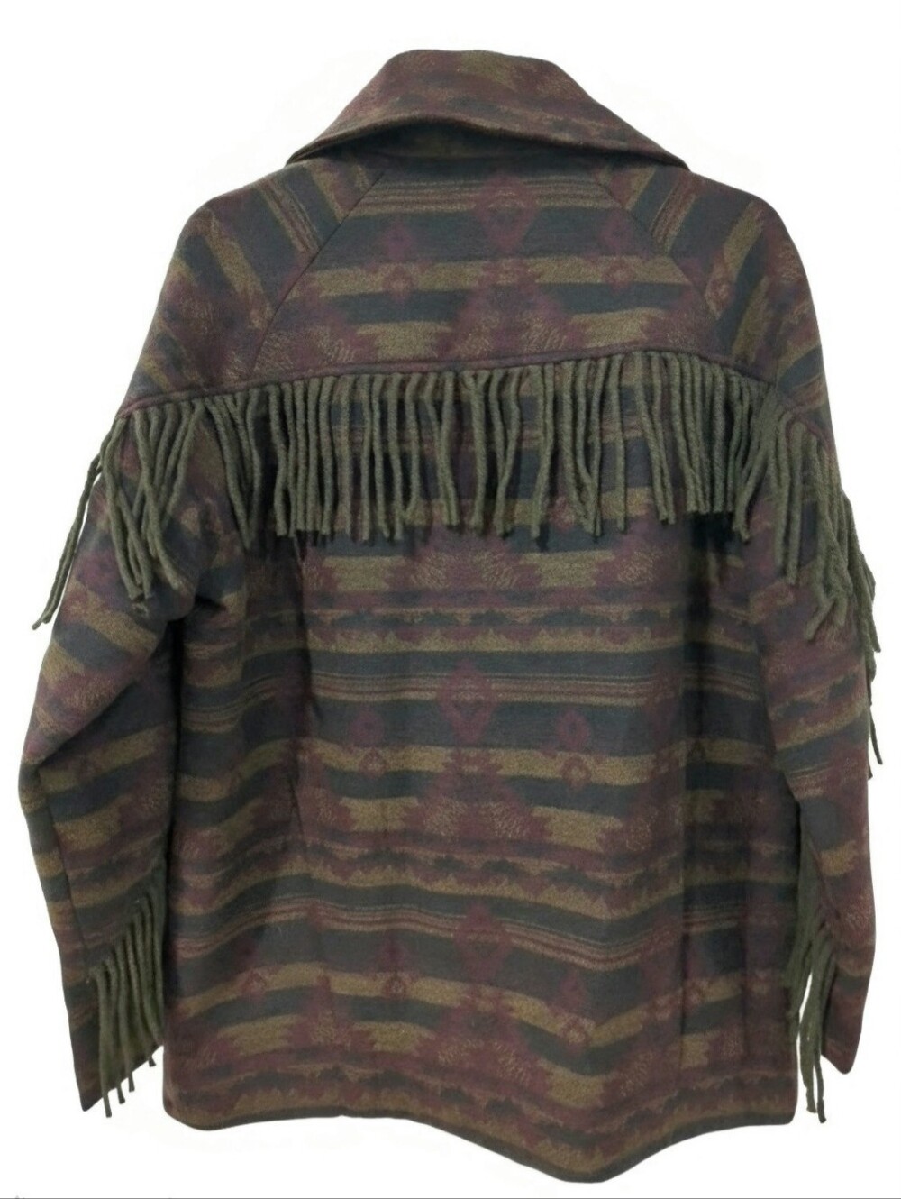 Sam Edelman Fringe Southwestern Aztec Blanket Coat Women Size Small
